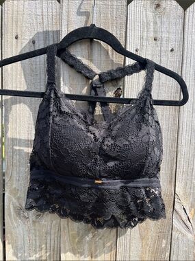 Black Lace Bralette with Racerback Detail — Women's Intimates
